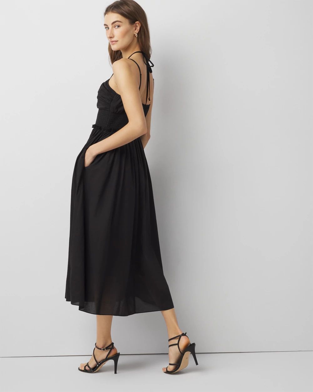 【美品】MHL SUPERFINE COTTON TWILL DRESS Lydia Millen Petite Structured Crepe Cape Sleeve Full Skirt